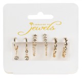 Set Cercei Language of Jewels, Aurii, 3 Perechi, Strass și Model Răsucit