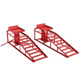 HOMCOM Set de 2 rampe de acces cu cric hidraulic 3 t, &icirc;nălțime reglabilă, lățime acces 23 cm, 114x34,5x27cm, Roșu | Aosom Romania