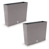 Set 2 jardiniere decorative, imitatie ratan, cafeniu, 58x18x49.8 cm, Rato Case