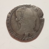 Moneda Argint Franța 1/2 Franc 1590 Toulouse, Henric al III-lea. Argint. Antic. Colecție.