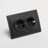 Priză dublă Schuko 16A negru mat Zena - ELBI