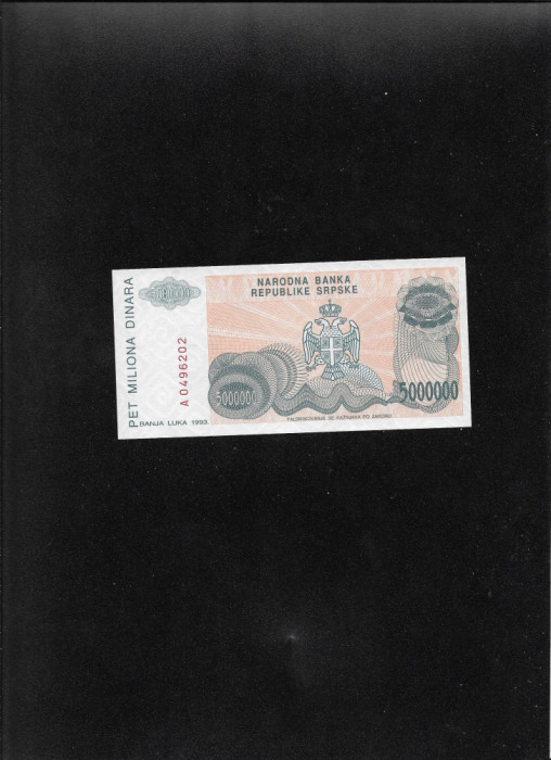Bosnia Republica Srpska 5000000 dinari dinara 1993 seria0496202 unc