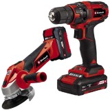 Einhell TC-TK 18 Li Kit PXC - Masina de gaurit si insurubat 35 Nm + Polizor unghiular 115 mm 2 acumulatori Li-Ion 18 V 1.5/3 Ah