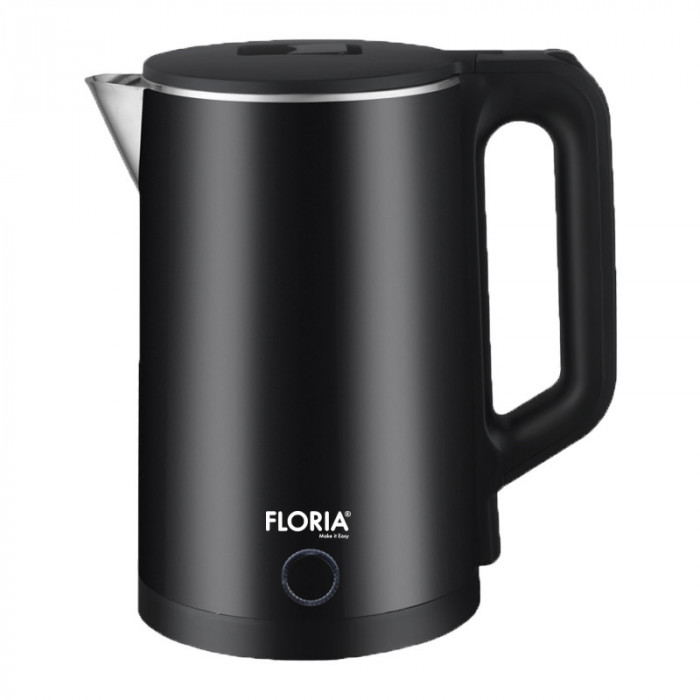 Fierbator electric Floria, putere 1500 W, capacitate 2 L, indicator luminos, Negru