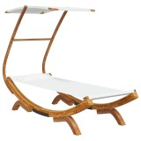 Cumpara ieftin Pat de exterior cu baldachin, crem, 100x190x134 cm, lemn masiv