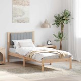 vidaXL Cadru de pat cu tăblie tapițată Gri deschis 75 x 190 cm 878299