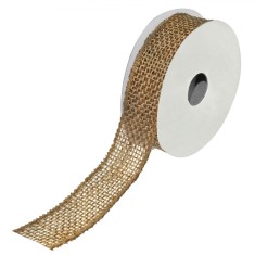 Panglică Decorativă, Aurie, Lungime 5m, Lățime 25mm, Poliester, Crăciun