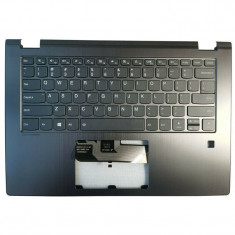 Carcasa superioara cu tastatura iluminata, palmrest Laptop, Lenovo, Flex 6-14IKB Type 81EM, AP173000900, gri inchis, finger print