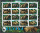 DB Fauna WWF Guyana Cainele de Tufis ( Boschetar ) MS + SS MNH, Nestampilat