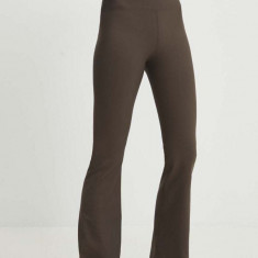 Answear Lab pantaloni femei, culoarea maro, evazati, high waist