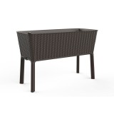 Cumpara ieftin Cutie de flori Splendor din plastic, 120 l, din răchită și ratan, maro whisky