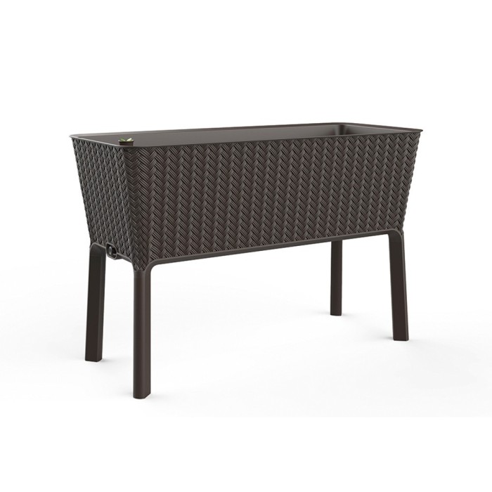 Cutie de flori Splendor din plastic, 120 l, din răchită și ratan, maro whisky