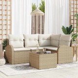 Cumpara ieftin Set de canapele pentru grădină cu pernă 5 pcs Bej Rattan poli