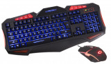 Kit tastatura si mouse gaming Esperanza Shelter, USB 2.0, iluminare led, 2400 DPI, 46,8 x 22 x 36cm, negru