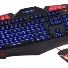 Kit tastatura si mouse gaming Esperanza Shelter, USB 2.0, iluminare led, 2400 DPI, 46,8 x 22 x 36cm, negru