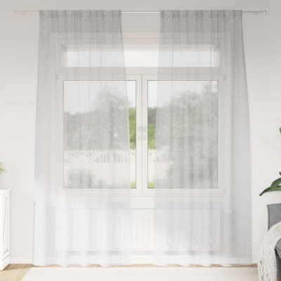 Perdele cu perdele 2 pcs Gri deschis 140 x 260 cm Poliester foto