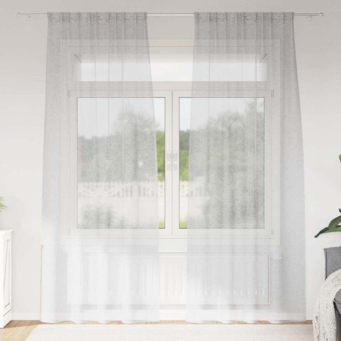 Perdele cu perdele 2 pcs Gri deschis 140 x 260 cm Poliester
