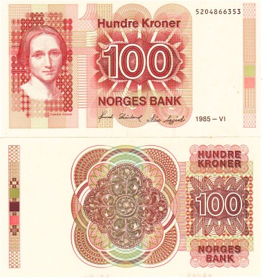 Norvegia 100 Kroner 1985 P-43c UNC foto