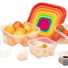 Set Cutii Alimente Curcubeu 8, Sterk, Plastic, Diverse Culori, 8 casolete de diferite dimensiuni