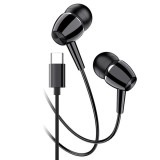 Cumpara ieftin Casti Audio cu Fir si Microfon Kakusiga KSC-1296, 1m Tip-C - Negru, Hoco