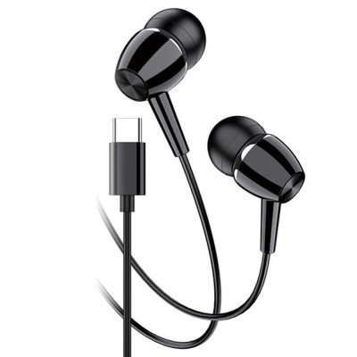 Casti Audio cu Fir si Microfon Kakusiga KSC-1296, 1m Tip-C - Negru foto