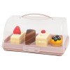 Platou Pufo Cookies cu capac transparent pentru servire torturi, prajituri, briose, produse de patiserie, 35 cm, roz