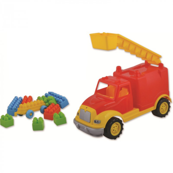 Masina de pompieri Ucar Toys, 30 cm, 36 piese constructie