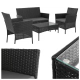 Set mobilier de gradina din technoratan negru, 4 piese, Gardlov