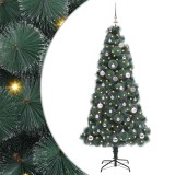 VidaXL Brad de Crăciun artificial iluminat cu set de bile Verde 150 cm 3396155
