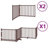 Cumpara ieftin Poarta caini pliabila cu usa 8 panouri maro 640 cm, lemn plop