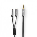 Adaptor audio jack stereo 3.5mm la 2 x jack stereo 3.5mm casca + microfon, Nedis CATB22150GY02