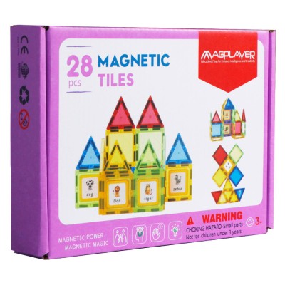 Set de constructie magnetic 3D - 28 piese PlayLearn Toys foto
