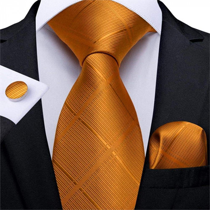 Set cravata + batista + butoni - matase - model 630