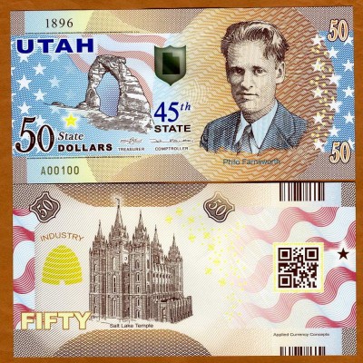 !!! SUA = FANTASY NOTE = UTAH - 2020 - UNC / AL 45 - LEA STAT / POLIMER foto