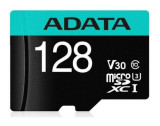 Card de memorie ADATA Premier, MicroSDXC, 128GB, UHS-I, Class 10, U3 + Adaptor microSD, A-data