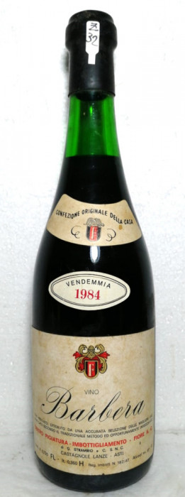 Z 32 -vin ROSU BARBERA , FIORE, ASTI, recoltare 1984. CL 72, GR 12