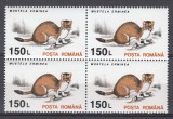 ROMANIA 1993 FAUNA PROTEJATA LP 1318 VALOAREA 150 LEI HARTIE ALBA CRETATA FARA FILIGRAN BLOC DE 4 TIMBRE STARE MNH