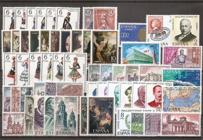 C1893 - Spania 1970 - anul complet,timbre nestampilate MNH