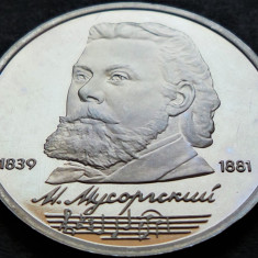 Moneda comemorativa PROOF 1 RUBLA - URSS / RUSIA, anul 1989 *cod 4328 MUSSORGSKY