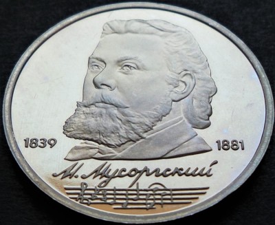 Moneda comemorativa PROOF 1 RUBLA - URSS / RUSIA, anul 1989 *cod 4328 MUSSORGSKY foto