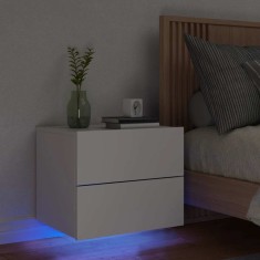vidaXL Noptieră montată pe perete cu lumini LED, alb 836812