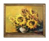 Tablou impasto cu floarea soarelui pictat manual inramat, Fericire, 70x55cm ulei pe panza, rama din lemn, Geo Ungureanu