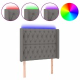 Cumpara ieftin Tablie de pat cu LED, gri inchis, 93x16x118/128 cm, textil