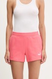 Puma pantaloni scurți culoarea roz, cu imprimeu, high waist, 682439