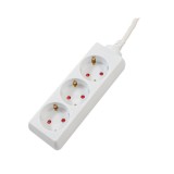 PRELUNGITOR SPACER, Schuko x 3, conectare prin Schuko (T), cablu 1.5 m, 16 A, protectie copii, alb, &quot;PP-3-15&quot; (timbru verde 0.18 lei)