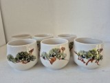 Set ceramic asiatic 6 cesti de ceai (pt. ceremonia ceaiului), Japonia, fara toarta,