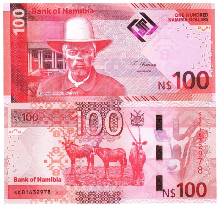 Namibia 100 Dolari 2025 P-23 Hibrid UNC