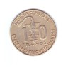 Moneda Africa de Vest 10 francs/franci 2011, stare buna, curata, Bronz-Aluminiu