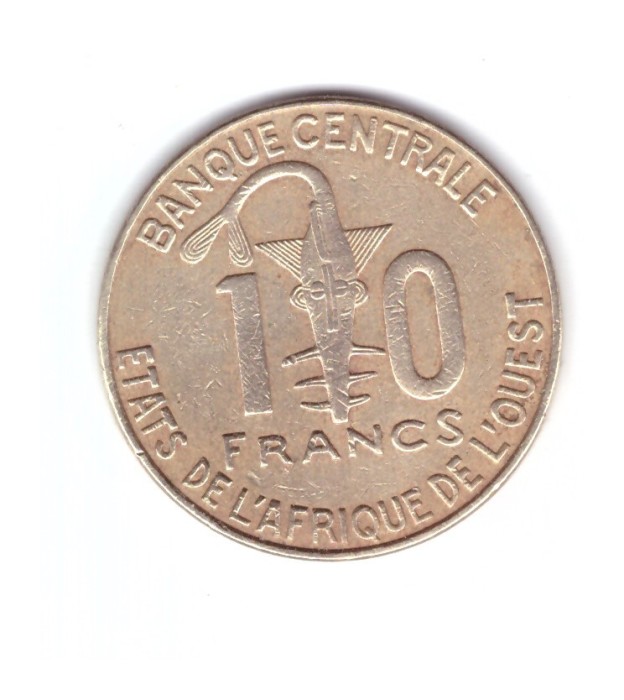 Moneda Africa de Vest 10 francs/franci 2011, stare buna, curata