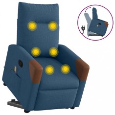 vidaXL Fotoliu de masaj rabatabil cu ridicare, albastru, textil 3324020